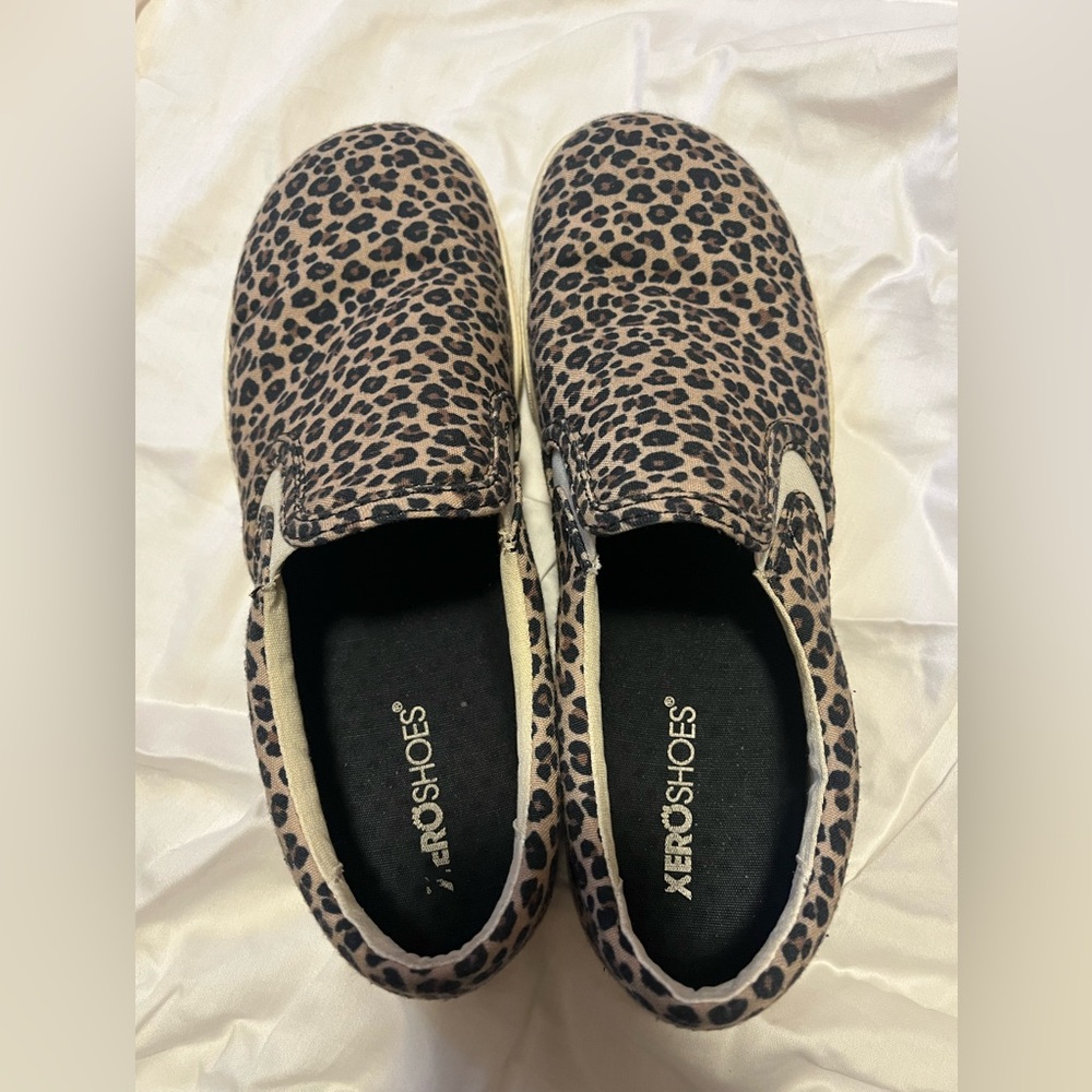 XeroShoes Leopard Canvas Slip-Ons